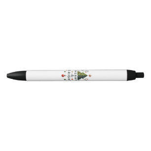 Stylo Noir Festive Joyeux et brillant Design d'arbre de Noël