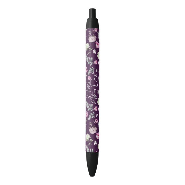 Stylo Noir Fête des mères florales (devant Vertical)