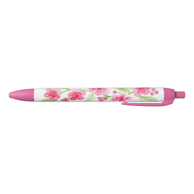 Stylo Noir Fête Prénatale de Mariage FLEURS DE CERISIER Aquar (Bas)