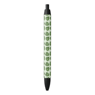 Stylo Noir Feuilles de palmiers, Feuilles verts, Motif tropic