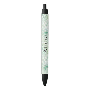 Stylo Noir Feuilles Tropicales Vertes Aloha