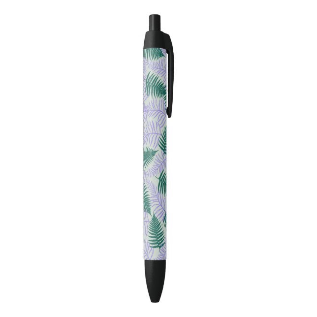 Stylo Noir Feuilles verts pourpre  rétro les années 70 Fleur  (Bas (Vertical))