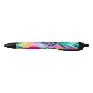 Stylo Noir Fiesta Abstraite de fruits tropicaux Paradise
