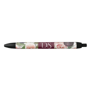 Stylo Noir Figues florissantes   Elégante aquarelle Florale e