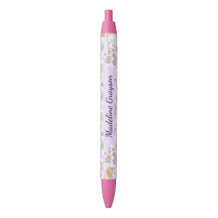 Stylo Noir Fille à carreaux livresque Mignonne Violet