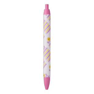Stylo Noir Fille jaune violet Fleur Floral Coeurs de fleurs