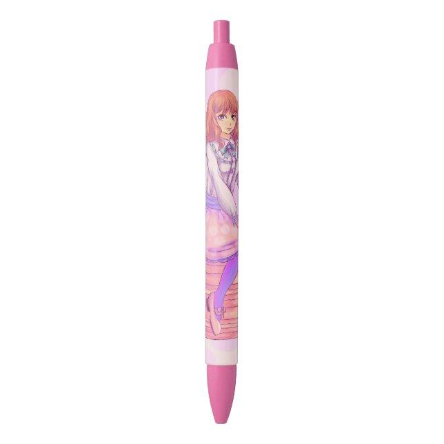 Stylo Noir Fille Macaron rose (devant Vertical)
