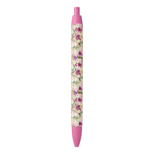 Stylo Noir Fille Rose Peach Purple Burgundy Aquarelle Florale (devant Vertical)