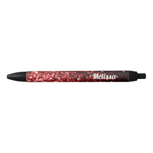 Stylo Noir Flamour rouge foncé Parties scintillant scintille