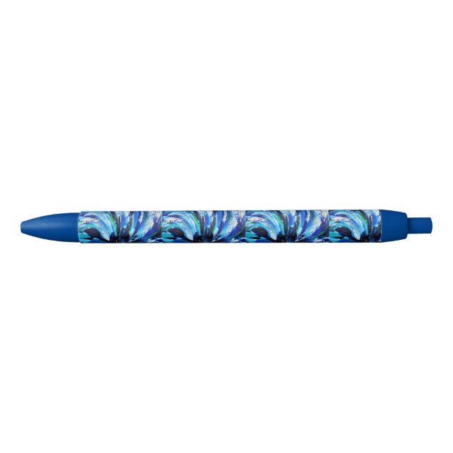 Stylo Noir Fleur bleue (Devant)
