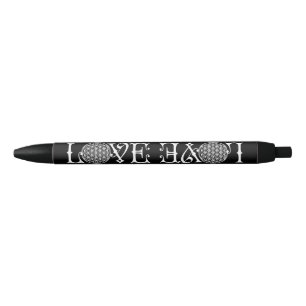 Stylo Noir Fleur de la vie - LOVE lettrage tatouage blanc