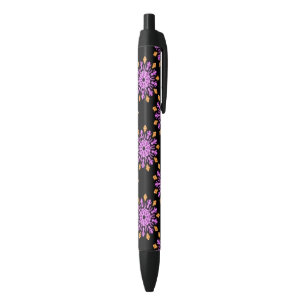 Stylo Noir Fleur de néon rose et orange