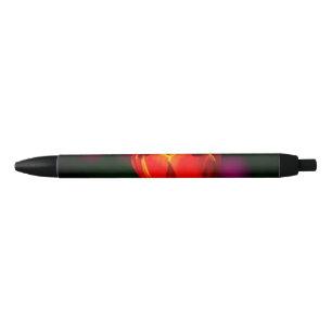 Stylo Noir Fleur de tulipe rouge