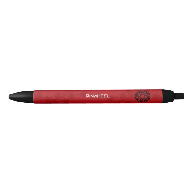 Stylo Noir Fleur Rouge Gras (Devant)