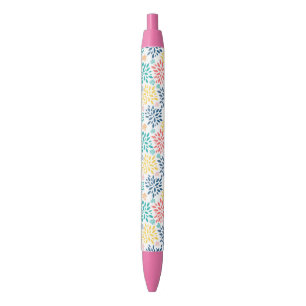 Stylo Noir Fleurs abstraites colorées motif cravate crayon
