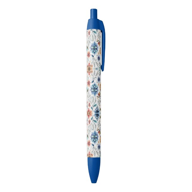 Stylo Noir Fleurs aquarelles (Bas (Vertical))
