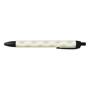 Stylo Noir Fleurs Bleues, Fleurs Rouges, Motif De Fleurs