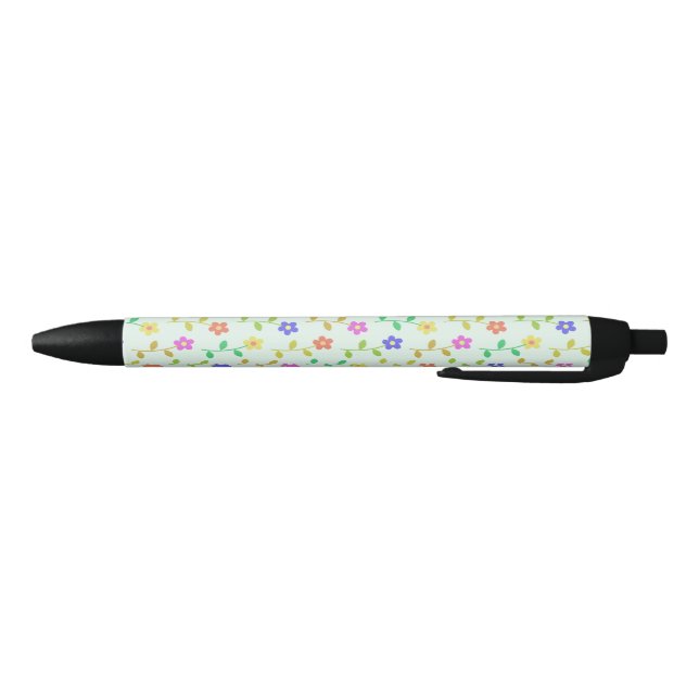 Stylo Noir Fleurs colorées, Motif Floral, Verdure, Boho (Bas)
