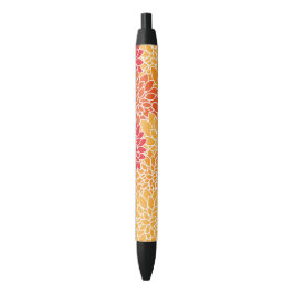 Stylo Noir Fleurs Dahlia, Motif De Fleurs, Dahlia Orange