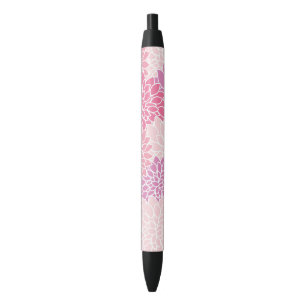 Stylo Noir Fleurs Dahlia, Motif De Fleurs, Dahlia Rose