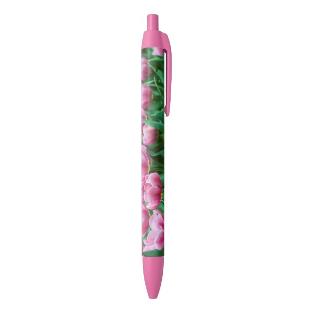 Stylo Noir Fleurs de tulipes roses (Bas (Vertical))