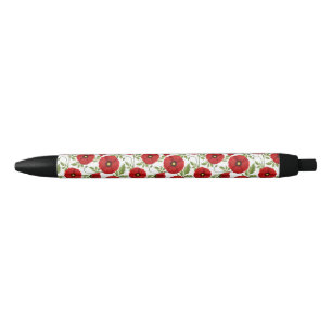 Stylo Noir Fleurs d'été joyeuses floraison de pavot