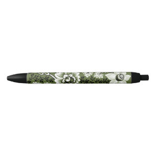 Stylo Noir Fleurs Fantastiques (Vert de mousse) Beaux-arts
