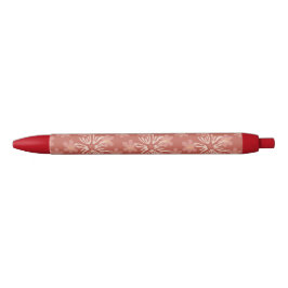 Stylo Noir Fleurs rétro Rose Dusty - Motif botanique doux