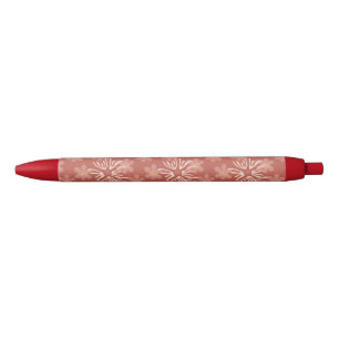 Stylo Noir Fleurs rétro Rose Dusty - Motif botanique doux