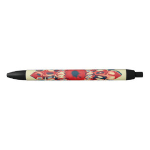 Stylo Noir FLEURS SUN Abstraites - bleu rouge + votre backgr.