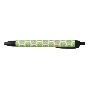 Stylo Noir Fleurs Vertes, Motif De Fleurs, Modèle Floral