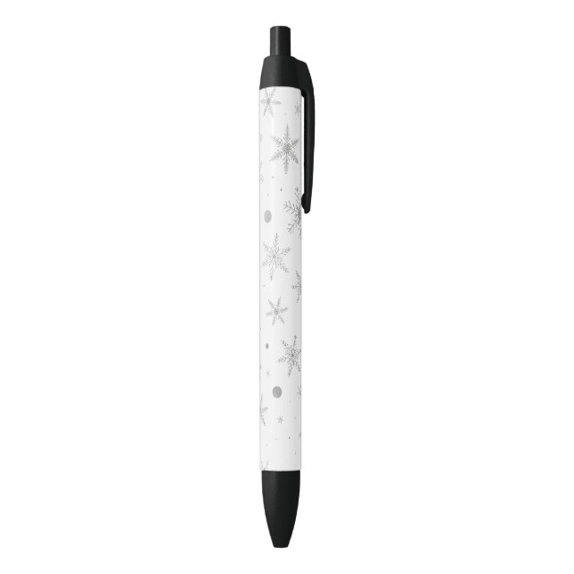 Stylo Noir Flocon de neige de scintillement - gris et Blanc (Bas (Vertical))