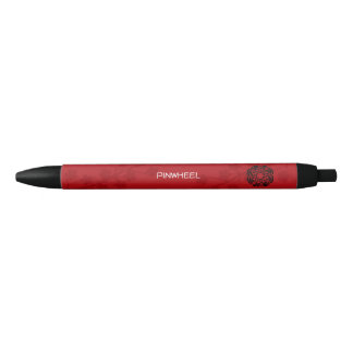 Stylo Noir Flore rouge gras