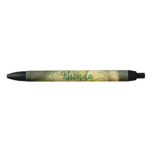Stylo Noir Forêt de printemps verte et jaune