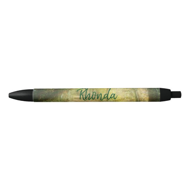 Stylo Noir Forêt de printemps verte et jaune (Devant)
