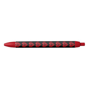 Stylo Noir Forme de Coeur Rose Rouge - Stylo, encre noire