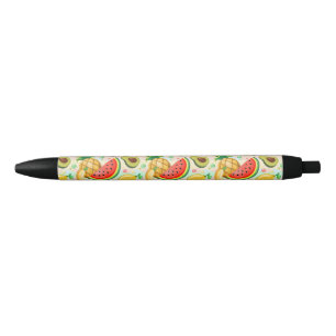 Stylo Noir Fruits d'été frais Motif