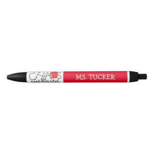 Stylo Noir Funny Coordinateur Chaos Enseignant Red Apple