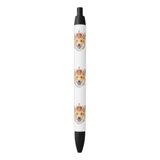 Stylo Noir Funny Pembroke Welsh Corgi (devant Vertical)
