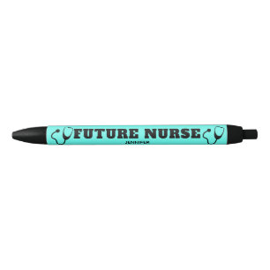Stylo Noir Future infirmière Stethoscope Aqua Turquoise Perso