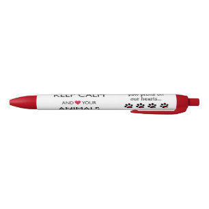 STYLO NOIR "GARDEZ LE CALME ET AIMEZ VOS ANIMAUX"
