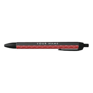 Stylo Noir Garland de Noël, Rouge, Votre nom, Personnaliser