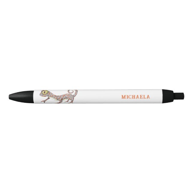 Stylo Noir Gecko Reptile personnalisé (Devant)
