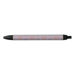 Stylo Noir Géométrique vert violet rose