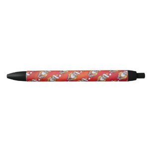 Stylo Noir Ginger Chat Noël Sur Rouge