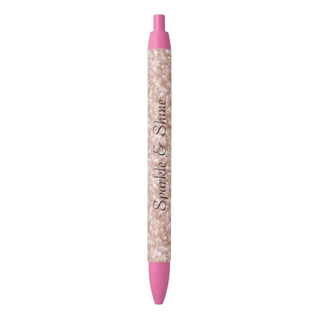 Stylo Noir Girly Blush Pink Glitter (devant Vertical)