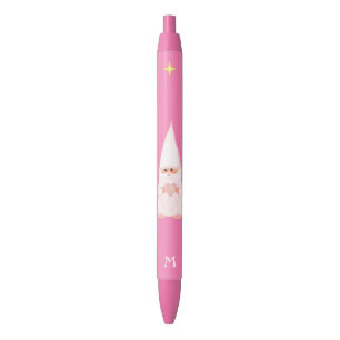Stylo Noir Gnome mignon tenant un cœur et un monogramme