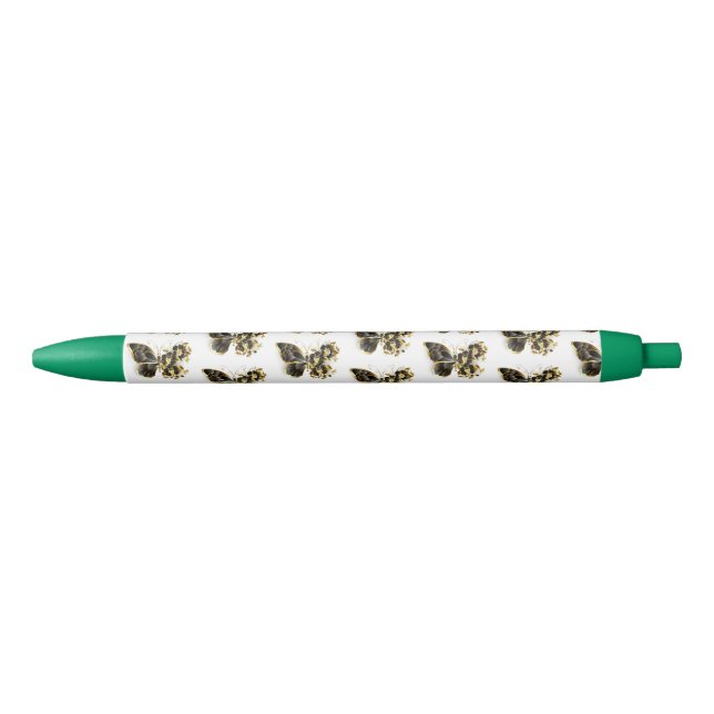 Stylo Noir Gold flower Butterfly with Black Orchid (Devant)