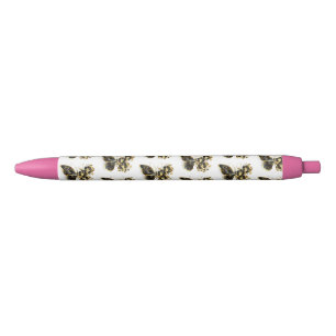 Stylo Noir Gold flower Butterfly with Black Orchid
