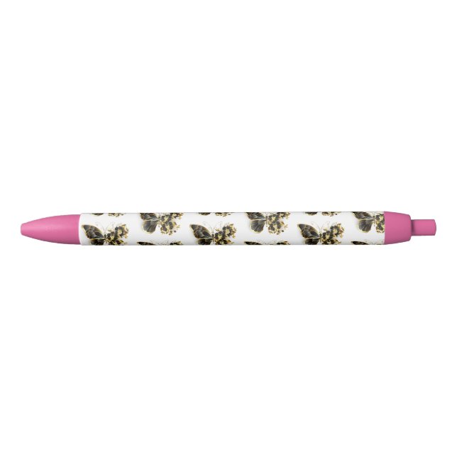 Stylo Noir Gold flower Butterfly with Black Orchid (Devant)